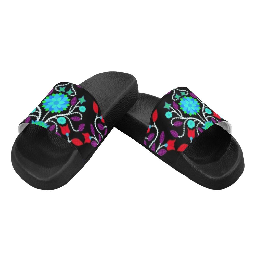 Floral Beadwork Four Clans Winter Men's Slide Sandals (Model 057) Men's Slide Sandals (057) e-joyer