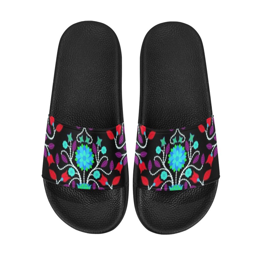 Floral Beadwork Four Clans Winter Men's Slide Sandals (Model 057) Men's Slide Sandals (057) e-joyer