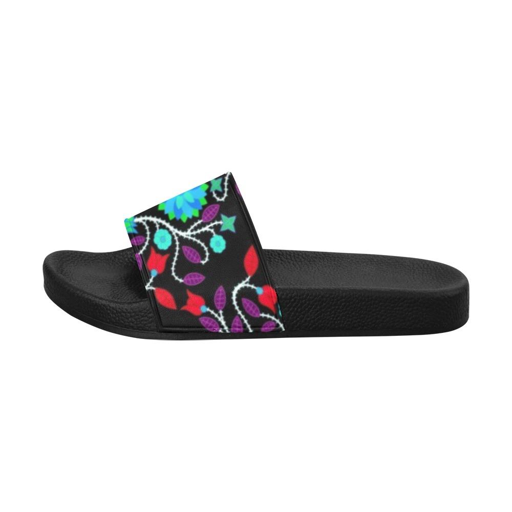 Floral Beadwork Four Clans Winter Men's Slide Sandals (Model 057) Men's Slide Sandals (057) e-joyer