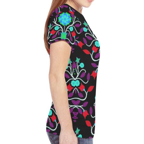 Floral Beadwork Four Clans Winter New All Over Print T-shirt for Women (Model T45) New All Over Print T-shirt for Women (T45) e-joyer