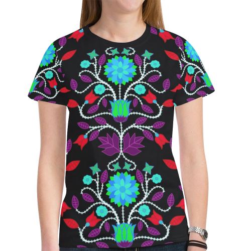 Floral Beadwork Four Clans Winter New All Over Print T-shirt for Women (Model T45) New All Over Print T-shirt for Women (T45) e-joyer