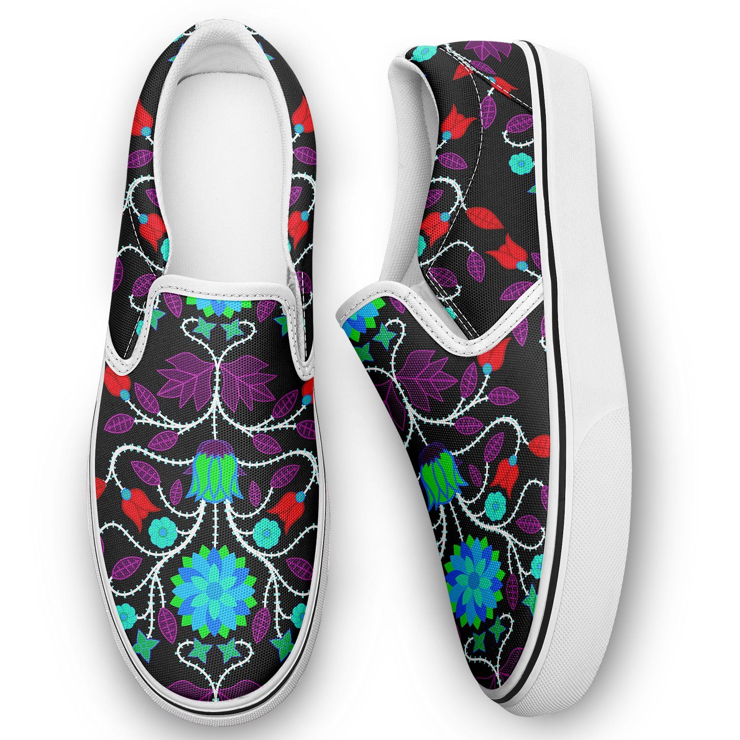 Floral Beadwork Four Clans Winter Otoyimm Canvas Slip On Shoes 49 Dzine