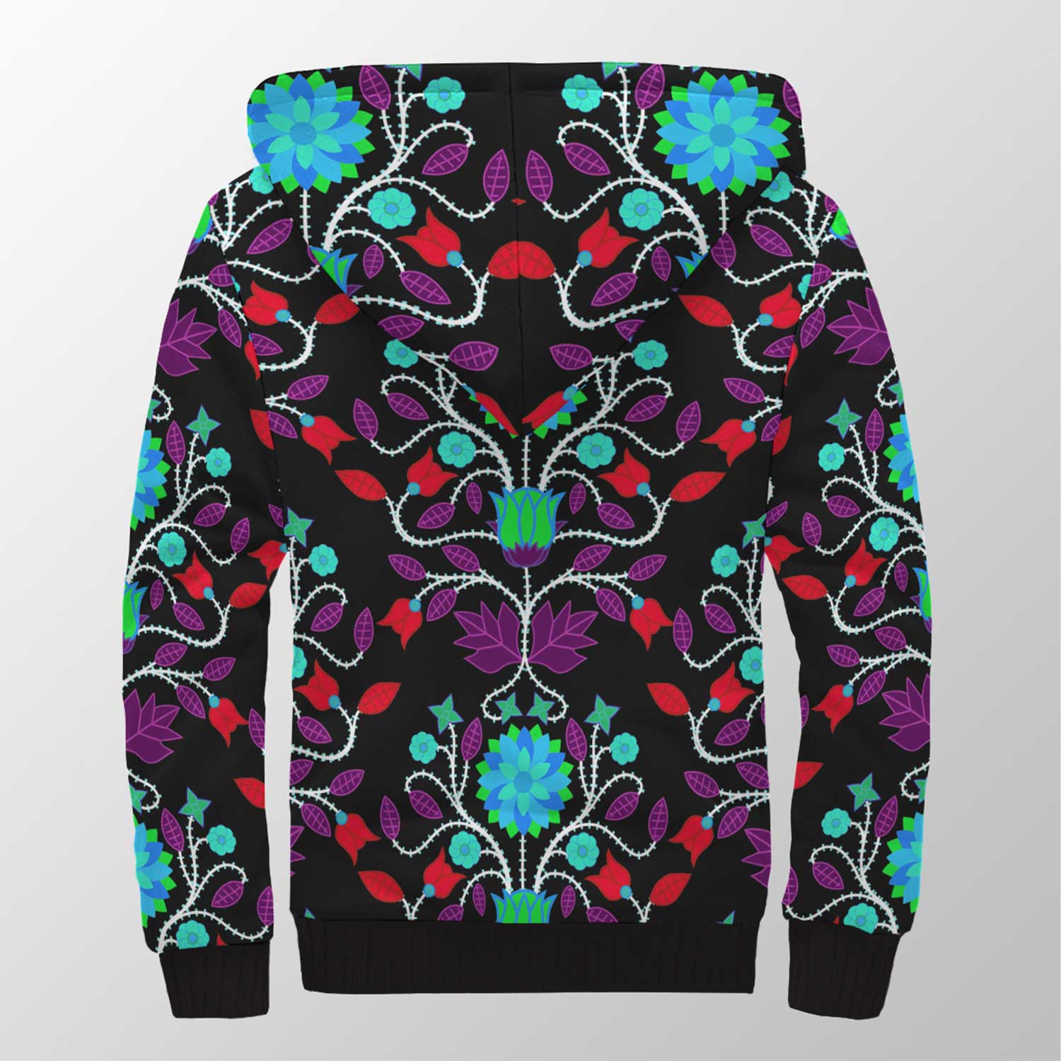 Floral Beadwork Four Clans Winter Sherpa Hoodie 49 Dzine