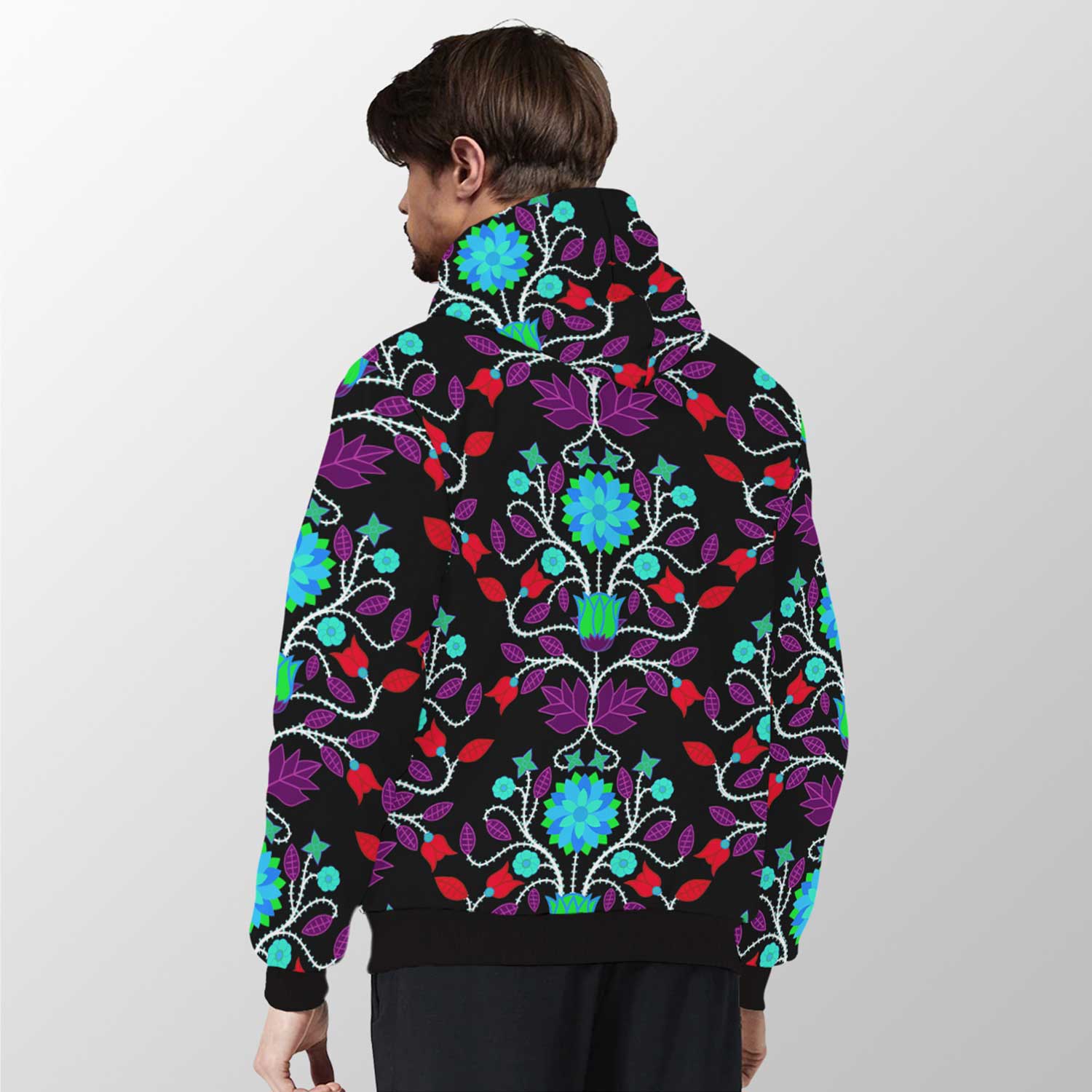Floral Beadwork Four Clans Winter Sherpa Hoodie 49 Dzine