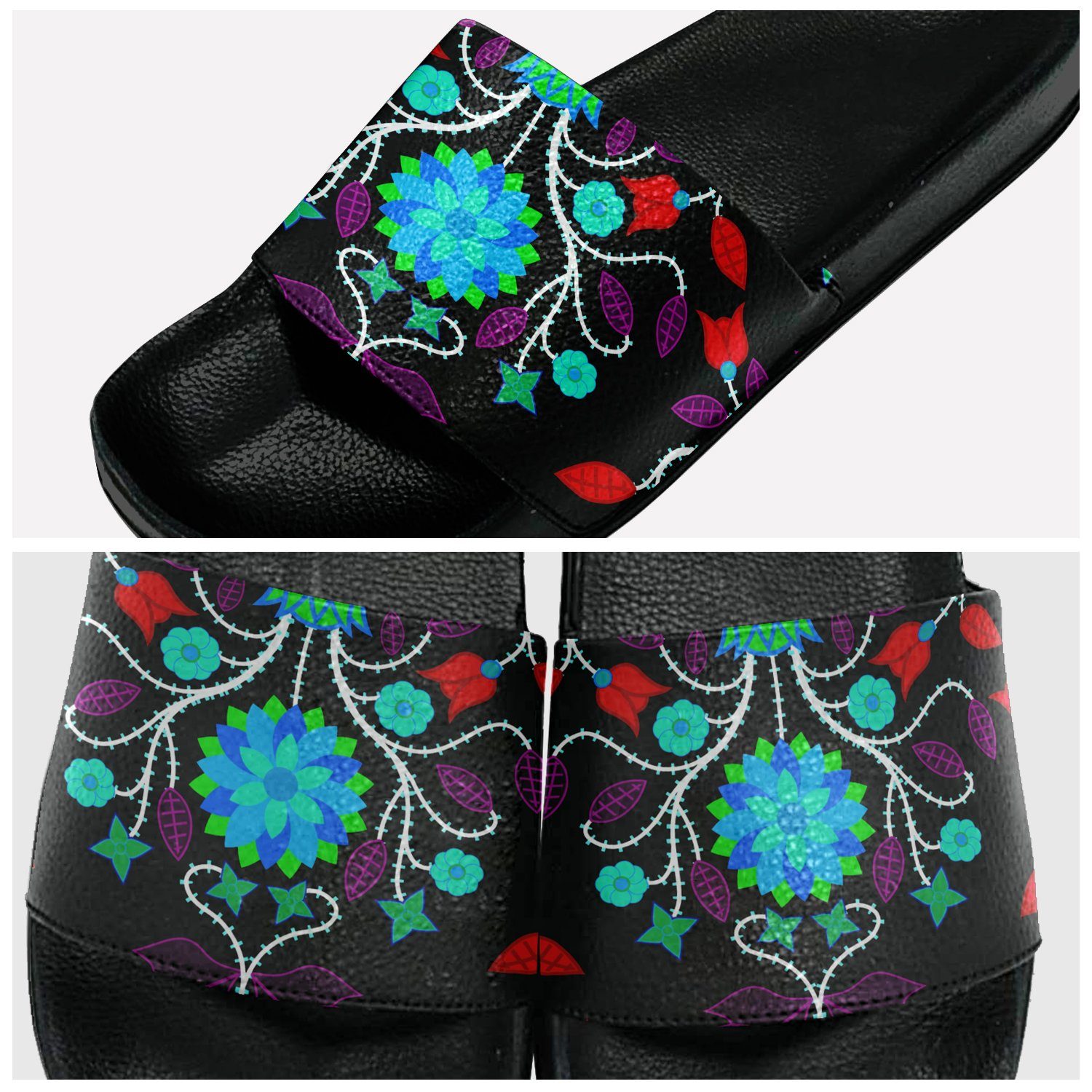 Floral Beadwork Four Clans Winter Slide Sandals 49 Dzine