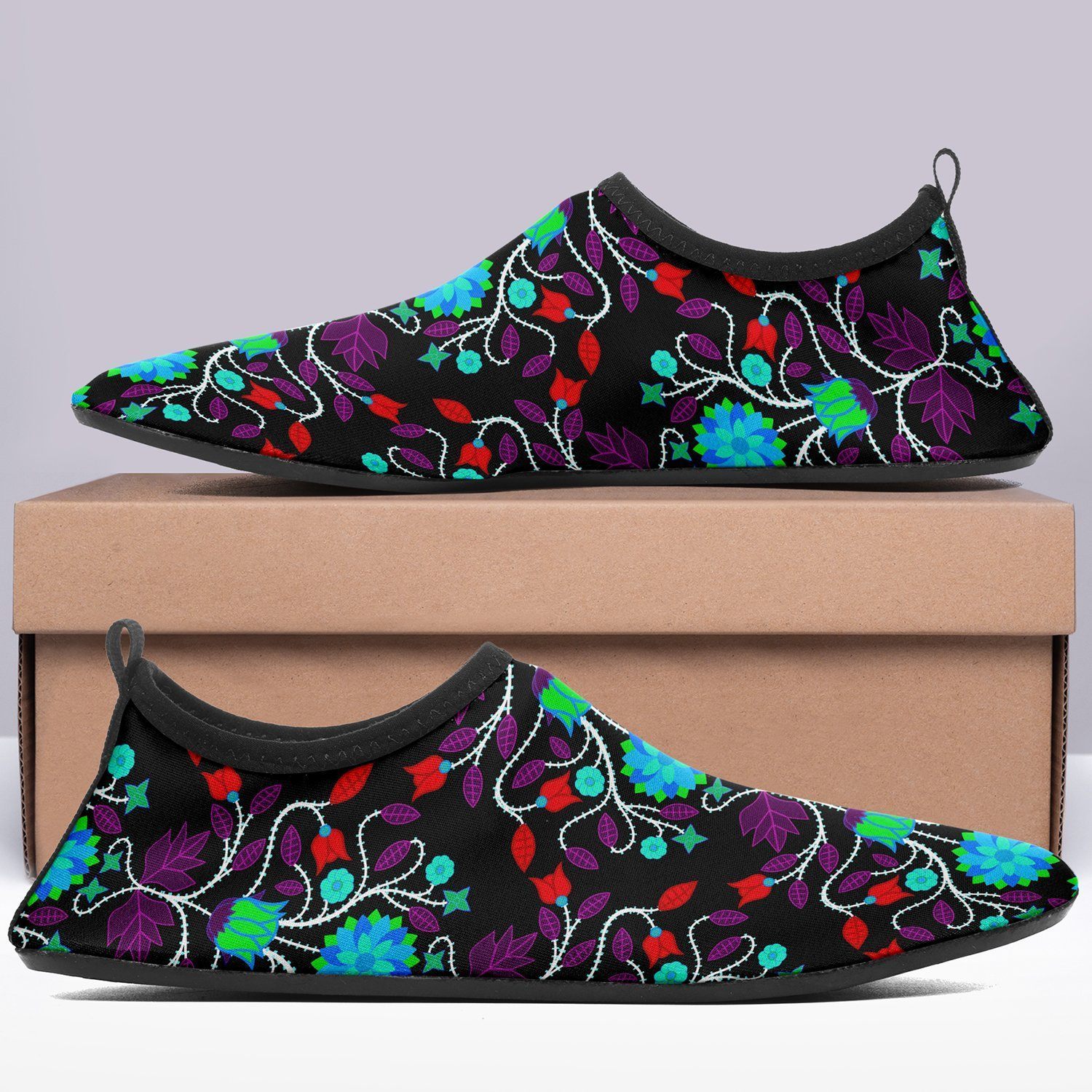 Floral Beadwork Four Clans Winter Sockamoccs Kid's Slip On Shoes 49 Dzine