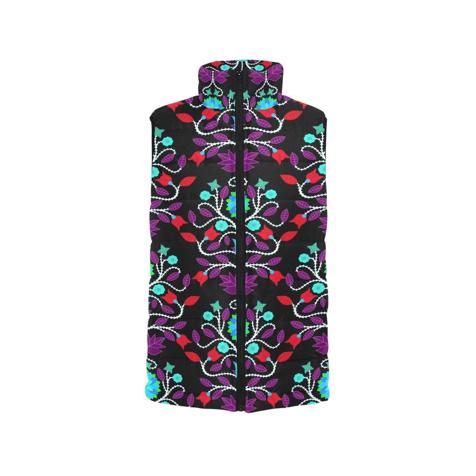 Floral Beadwork Four Clans Winter Women's Padded Vest Jacket (Model H44) Women's Padded Vest Jacket (H44) e-joyer