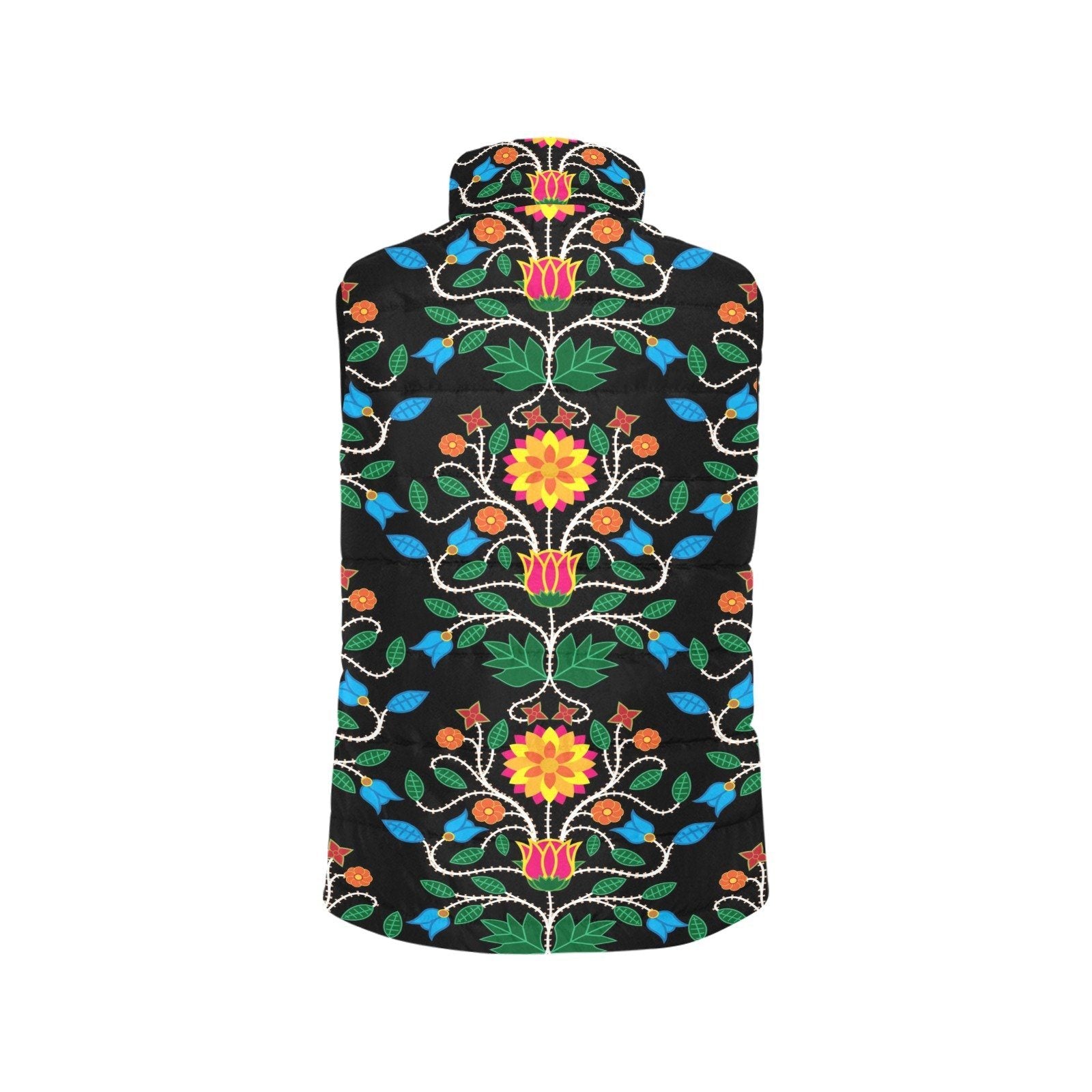 Floral Beadwork Four Clans Women's Padded Vest Jacket (Model H44) Women's Padded Vest Jacket (H44) e-joyer