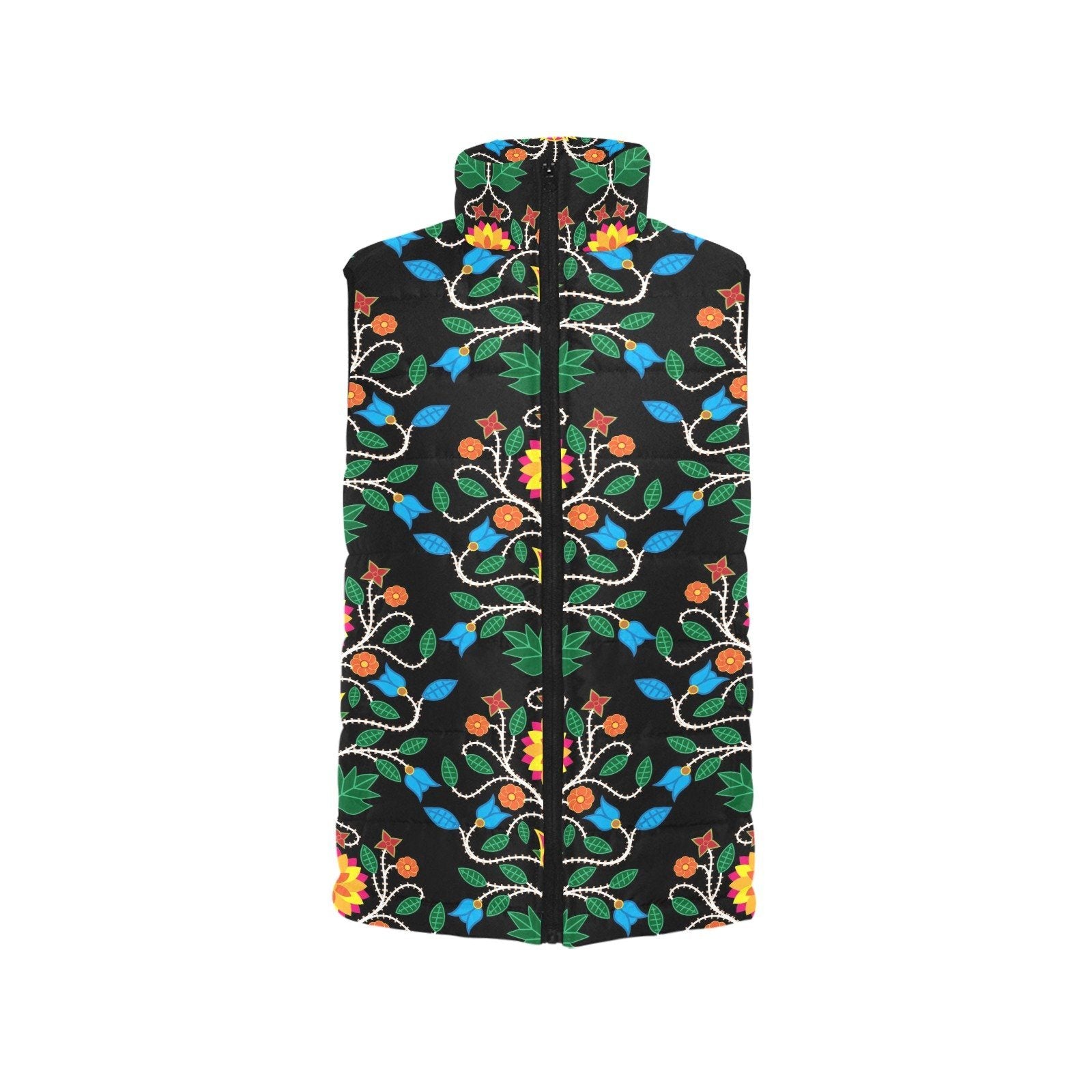 Floral Beadwork Four Clans Women's Padded Vest Jacket (Model H44) Women's Padded Vest Jacket (H44) e-joyer