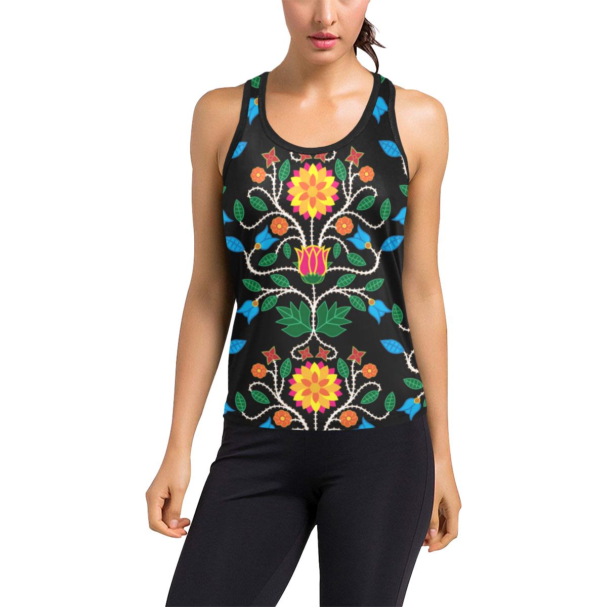 Floral Beadwork Four Clans Women's Racerback Tank Top (Model T60) Racerback Tank Top (T60) e-joyer