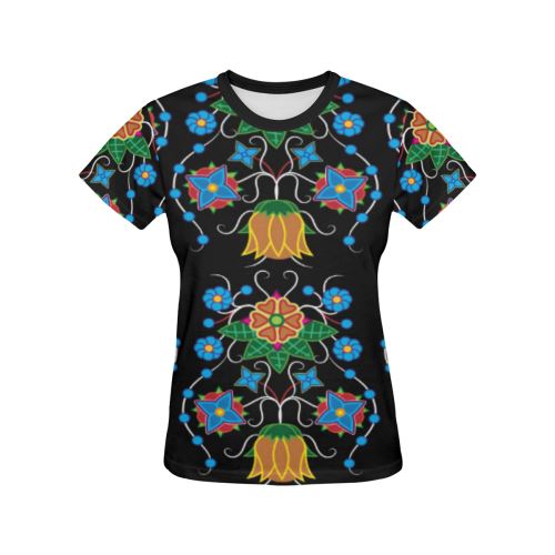 Floral Beadwork Four Mothers All Over Print T-shirt for Women/Large Size (USA Size) (Model T40) All Over Print T-Shirt for Women/Large (T40) e-joyer