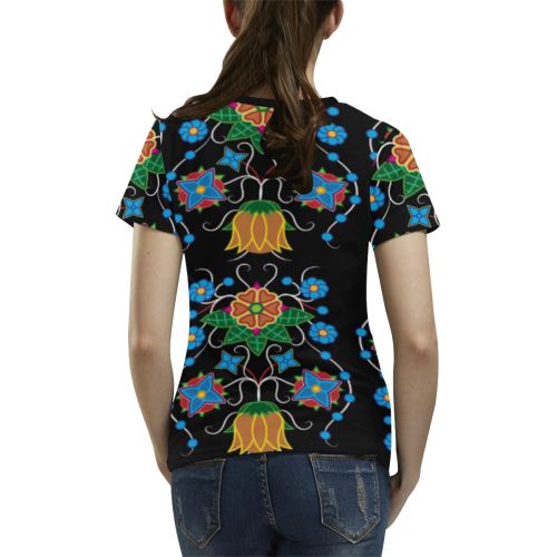 Floral Beadwork Four Mothers All Over Print T-shirt for Women/Large Size (USA Size) (Model T40) All Over Print T-Shirt for Women/Large (T40) e-joyer