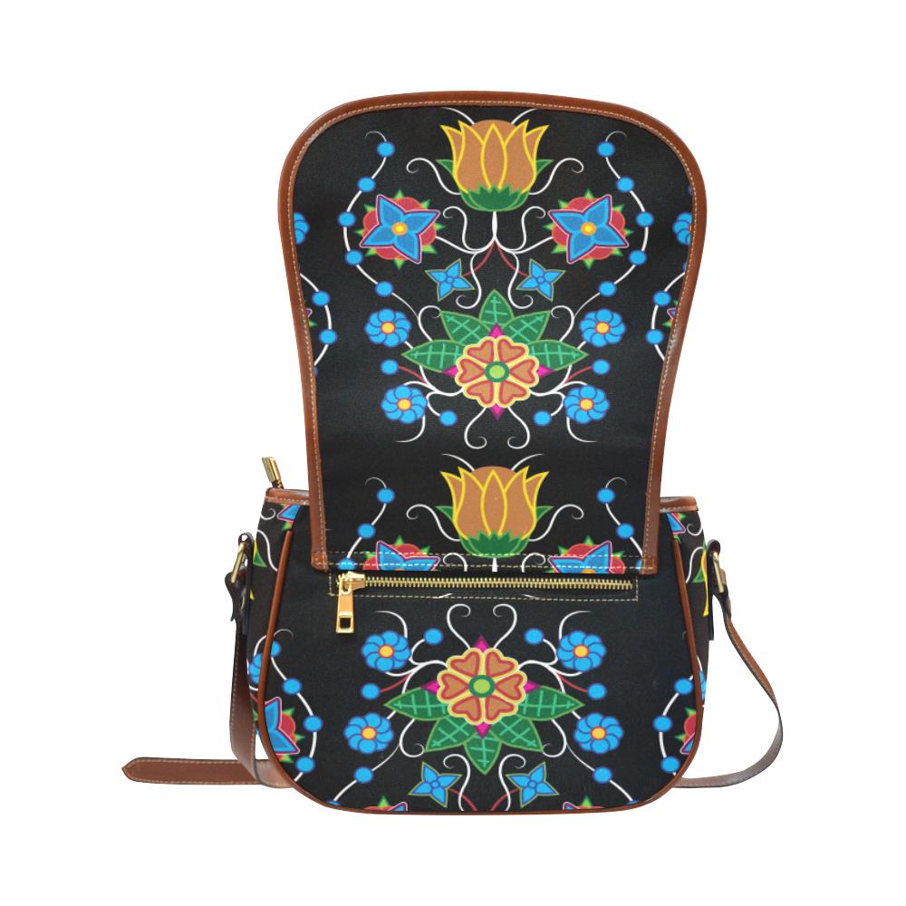 Floral Beadwork Four Mothers Saddle Bag/Small (Model 1649) Full Customization Saddle Bag/Small (Full Customization) e-joyer