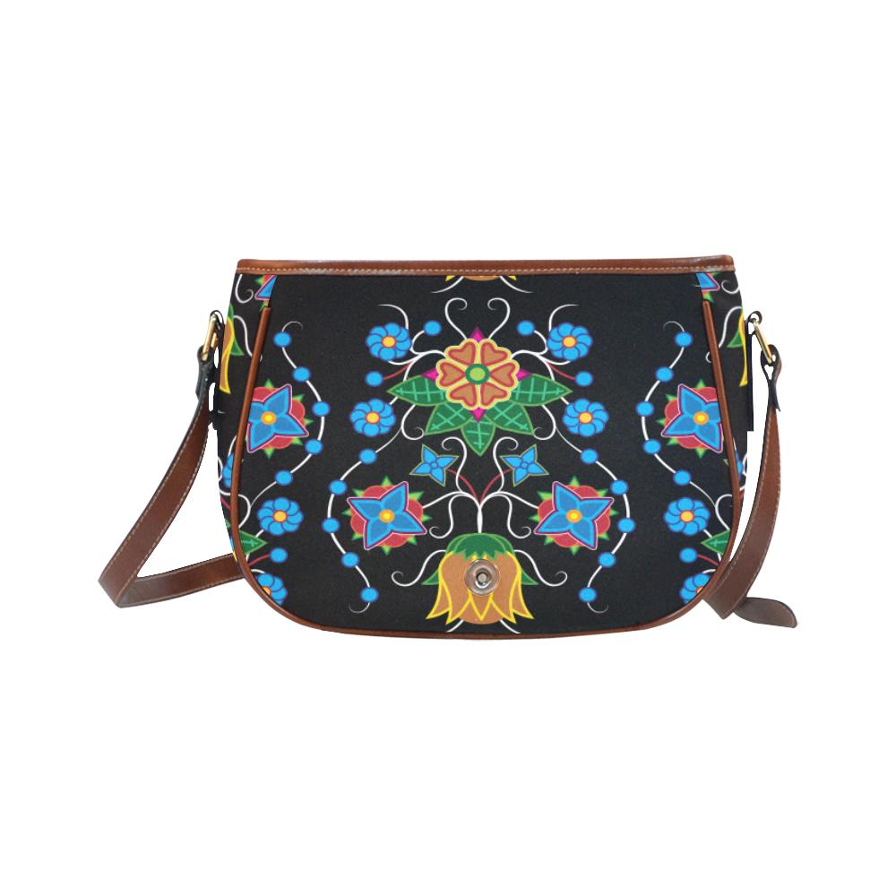 Floral Beadwork Four Mothers Saddle Bag/Small (Model 1649) Full Customization Saddle Bag/Small (Full Customization) e-joyer