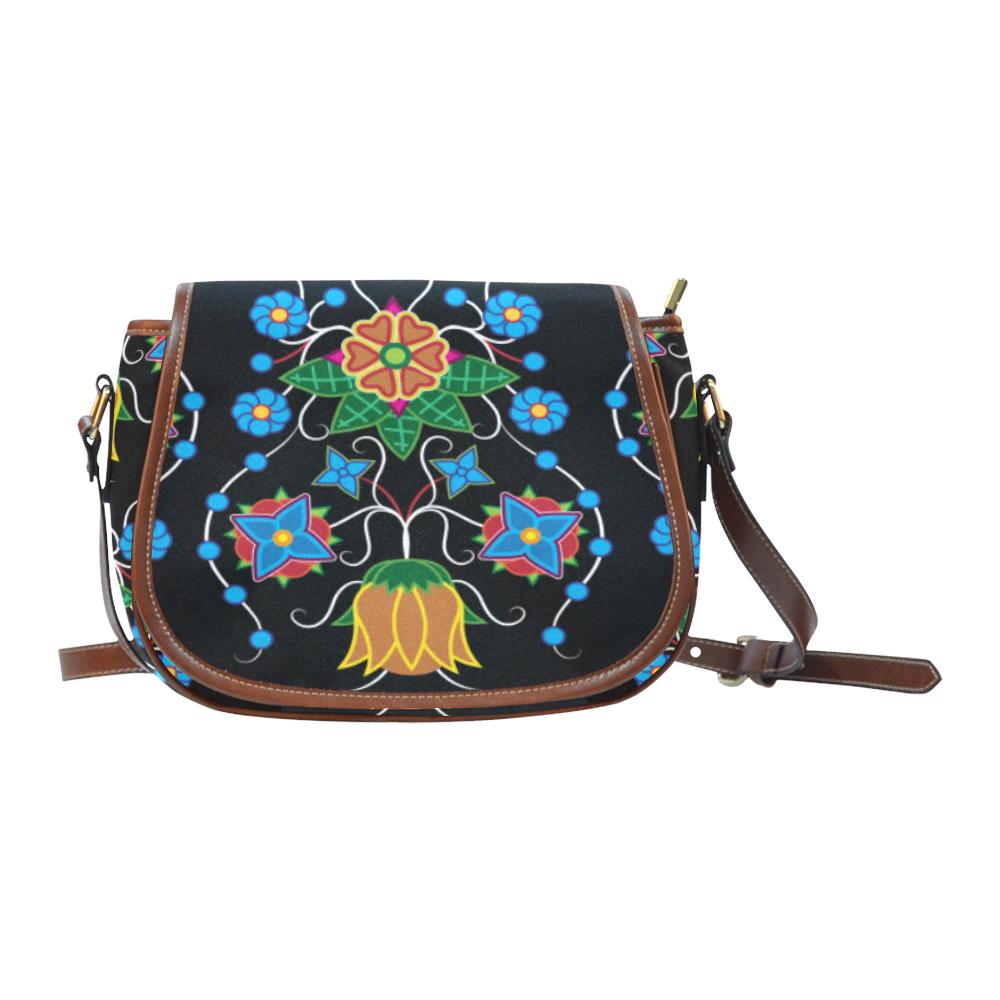 Floral Beadwork Four Mothers Saddle Bag/Small (Model 1649) Full Customization Saddle Bag/Small (Full Customization) e-joyer