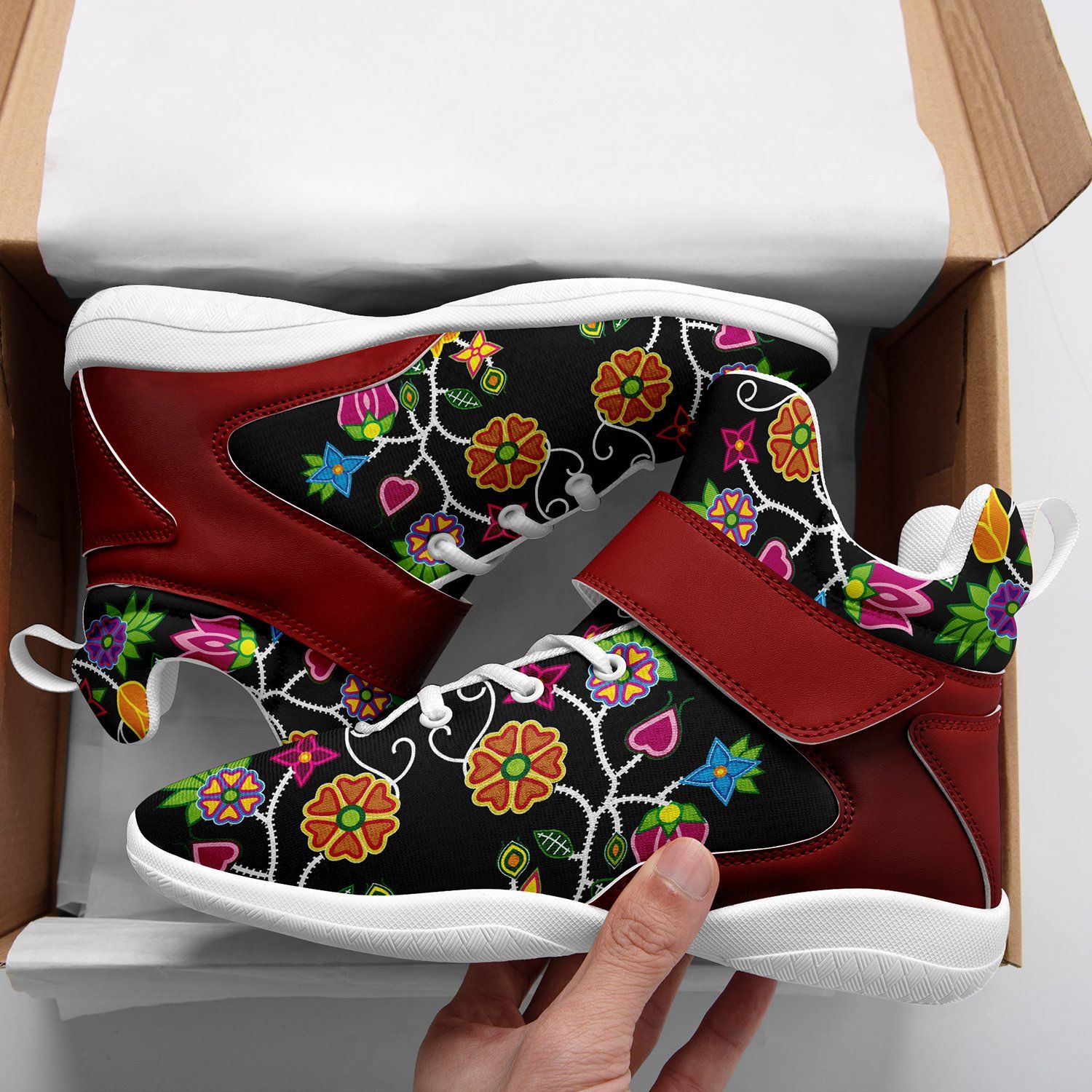 Floral Beadwork Ipottaa Basketball / Sport High Top Shoes 49 Dzine