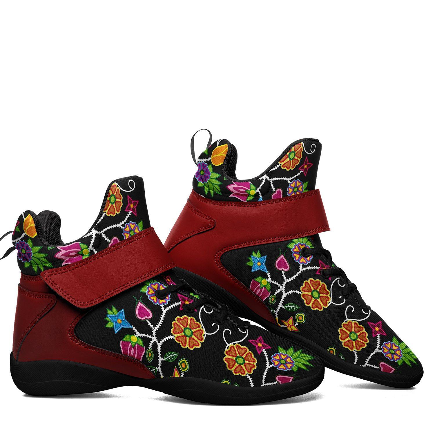 Floral Beadwork Ipottaa Basketball / Sport High Top Shoes - Black Sole 49 Dzine