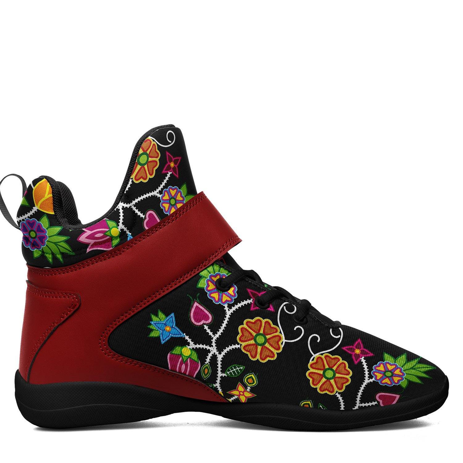 Floral Beadwork Ipottaa Basketball / Sport High Top Shoes - Black Sole 49 Dzine