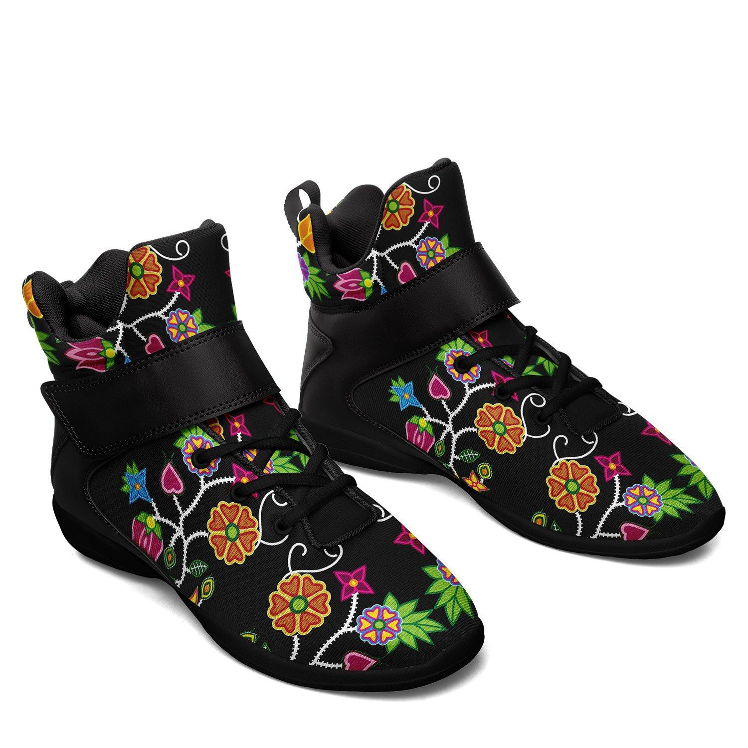 Floral Beadwork Ipottaa Basketball / Sport High Top Shoes - Black Sole 49 Dzine