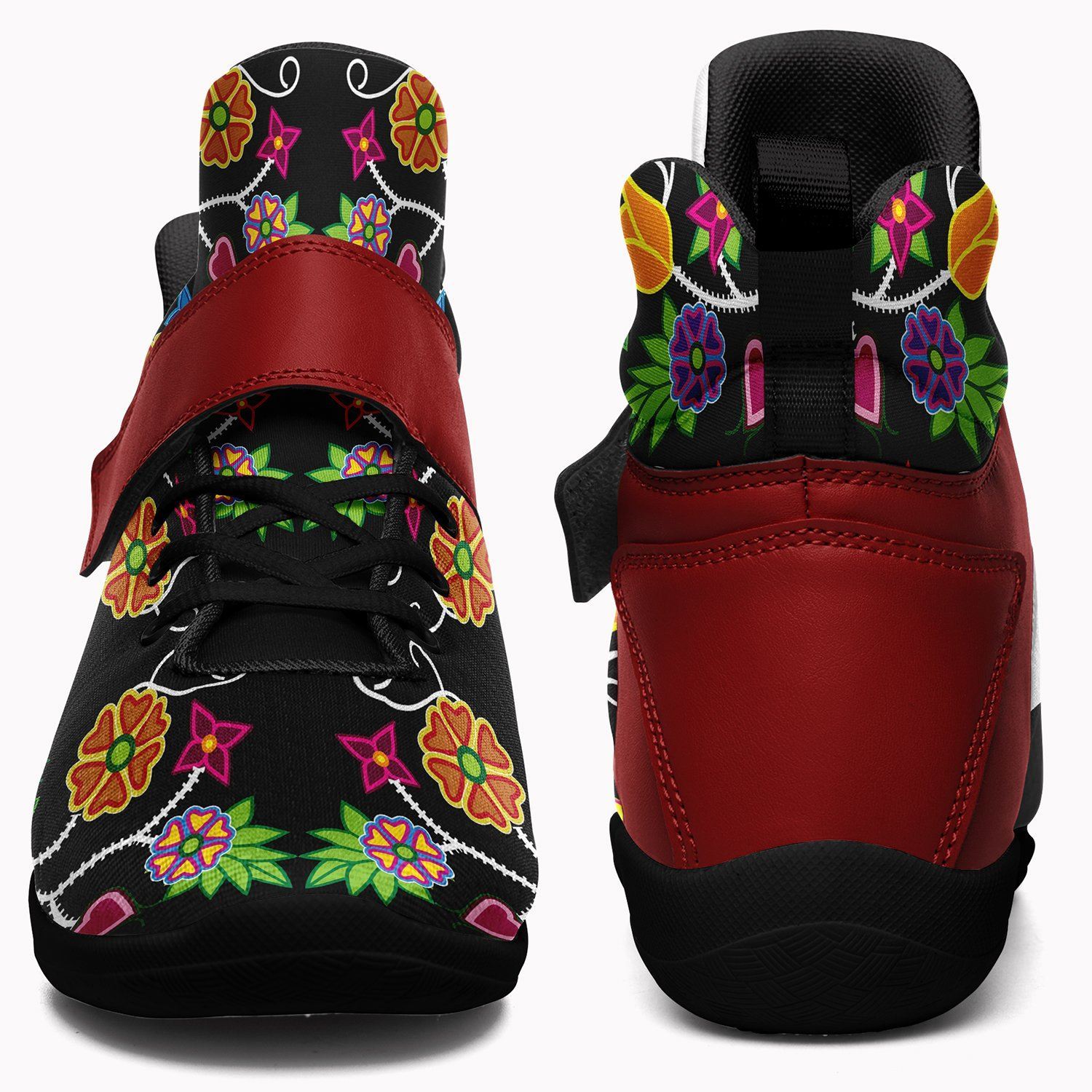 Floral Beadwork Ipottaa Basketball / Sport High Top Shoes - Black Sole 49 Dzine
