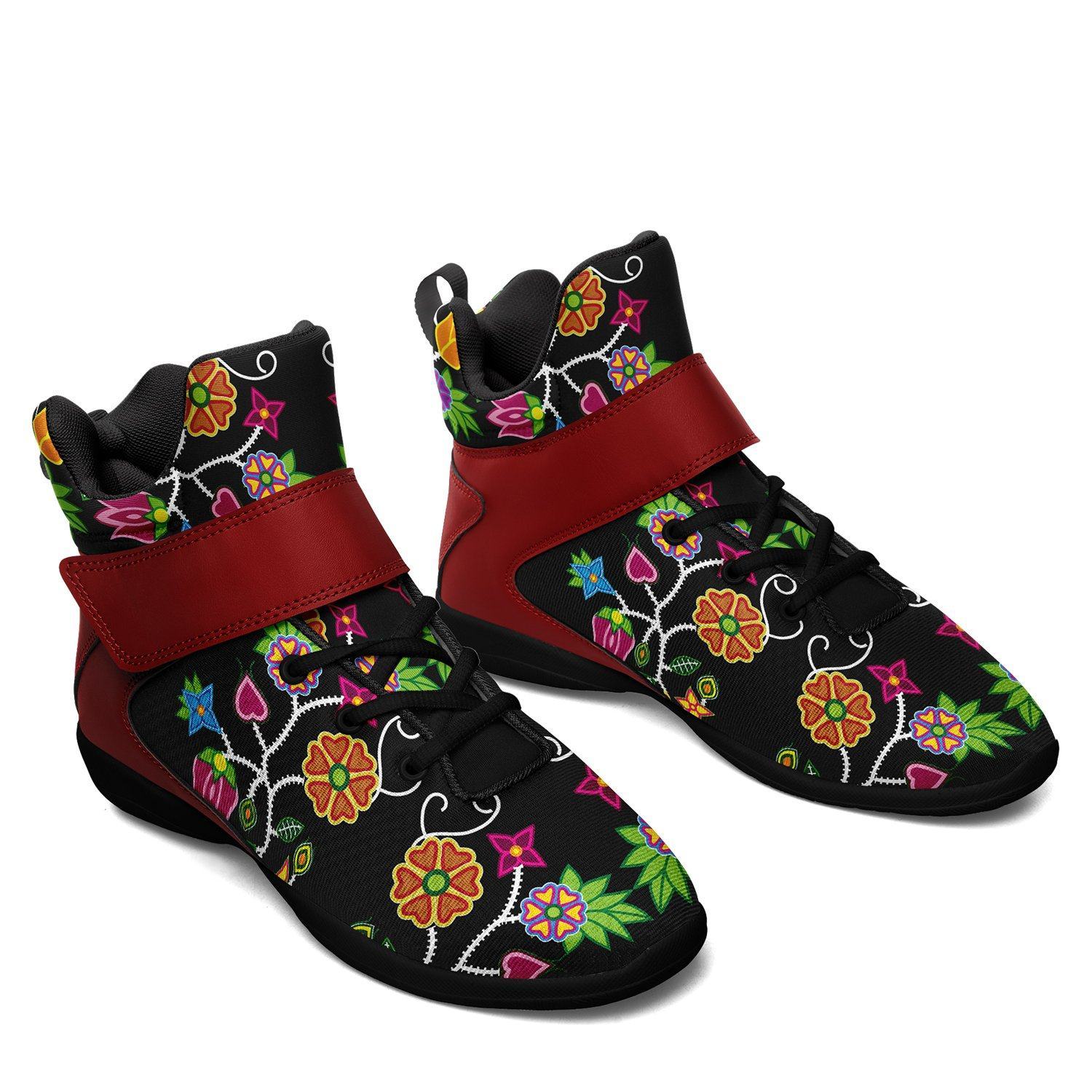 Floral Beadwork Ipottaa Basketball / Sport High Top Shoes - Black Sole 49 Dzine