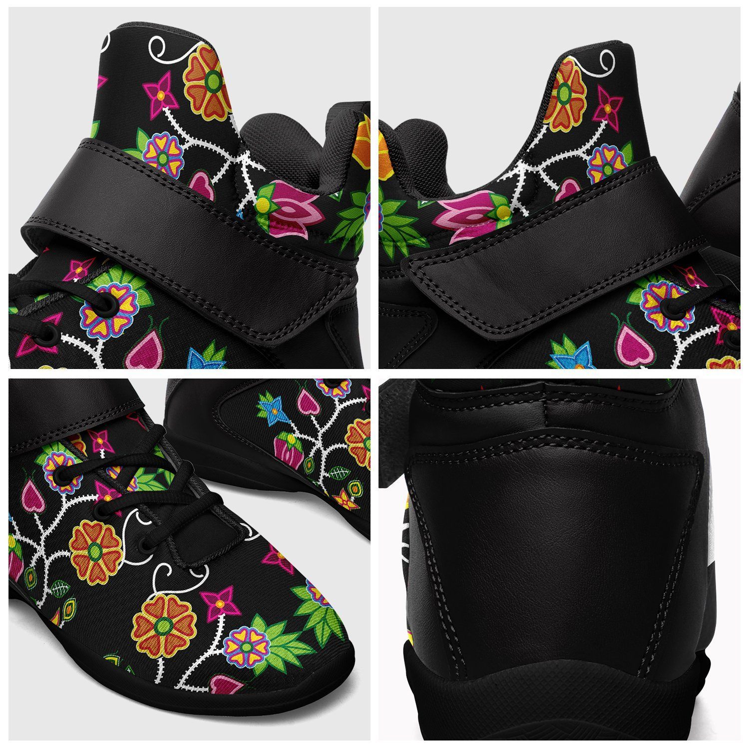 Floral Beadwork Ipottaa Basketball / Sport High Top Shoes - Black Sole 49 Dzine