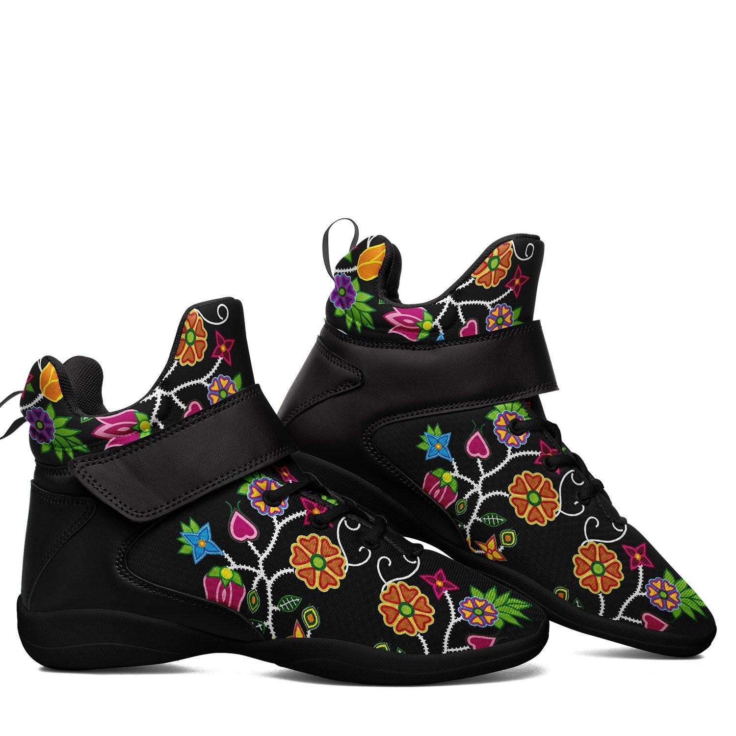Floral Beadwork Ipottaa Basketball / Sport High Top Shoes - Black Sole 49 Dzine