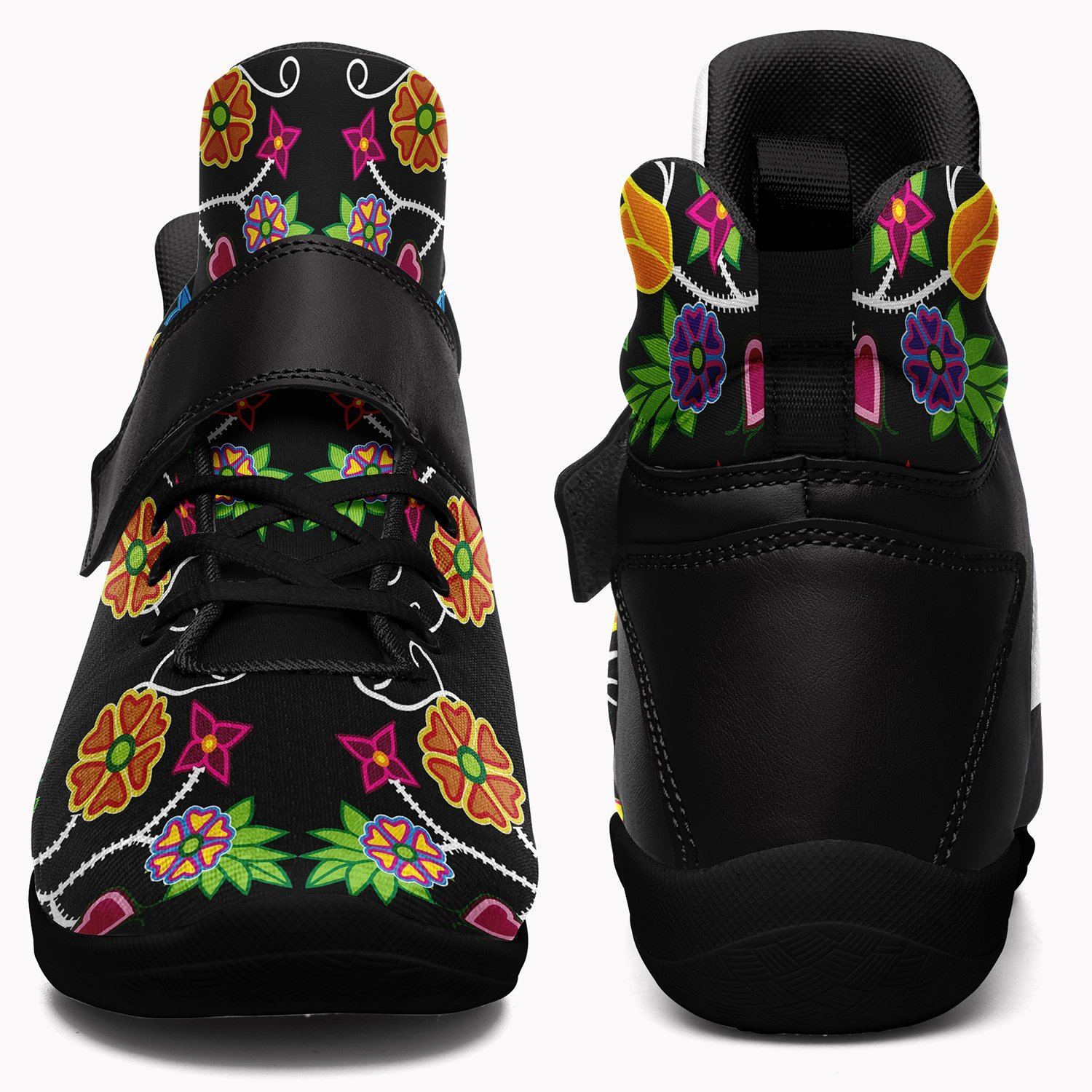 Floral Beadwork Ipottaa Basketball / Sport High Top Shoes - Black Sole 49 Dzine