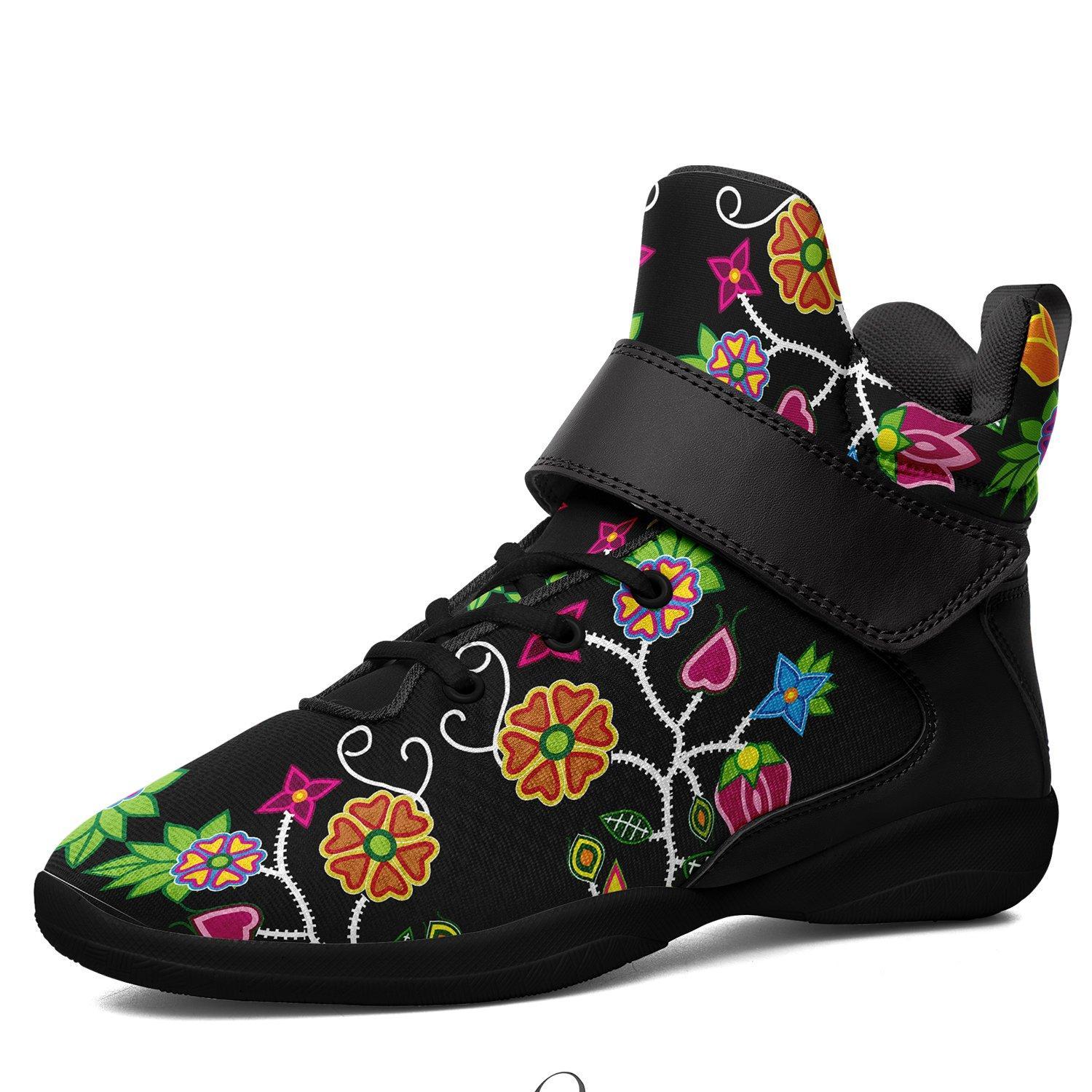 Floral Beadwork Kid's Ipottaa Basketball / Sport High Top Shoes 49 Dzine US Child 12.5 / EUR 30 Black Sole with Black Strap 