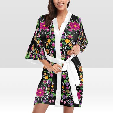 Floral Beadwork Kimono Robe Artsadd