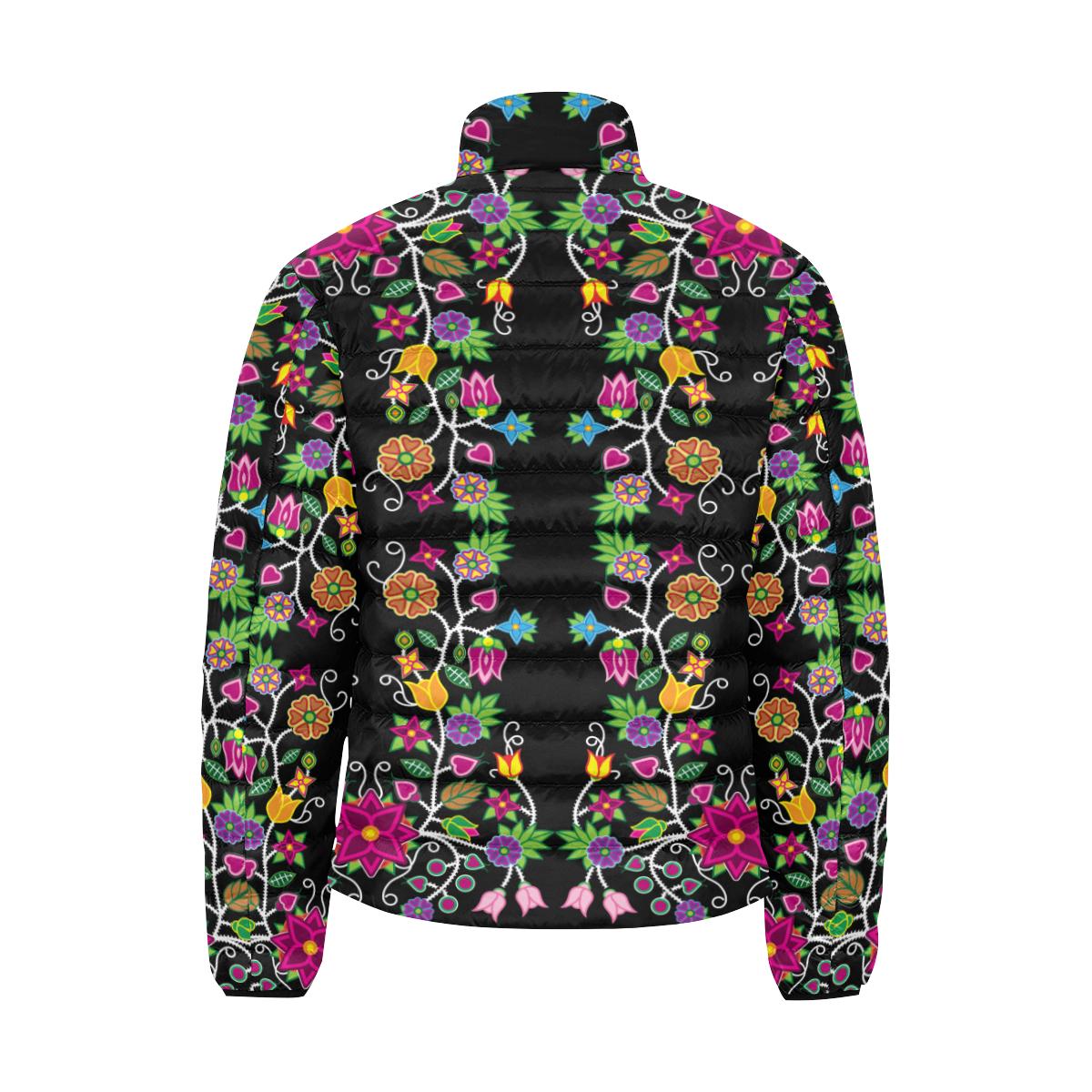 Floral Beadwork Men's Stand Collar Padded Jacket (Model H41) Men's Stand Collar Padded Jacket (H41) e-joyer