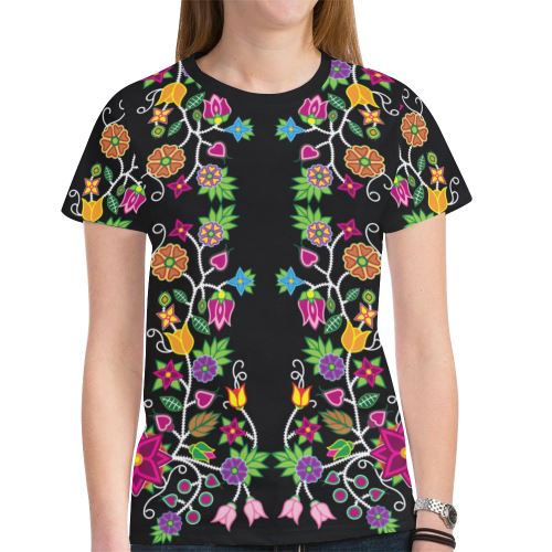 Floral Beadwork New All Over Print T-shirt for Women (Model T45) New All Over Print T-shirt for Women (T45) e-joyer