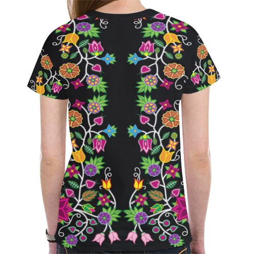 Floral Beadwork New All Over Print T-shirt for Women (Model T45) New All Over Print T-shirt for Women (T45) e-joyer