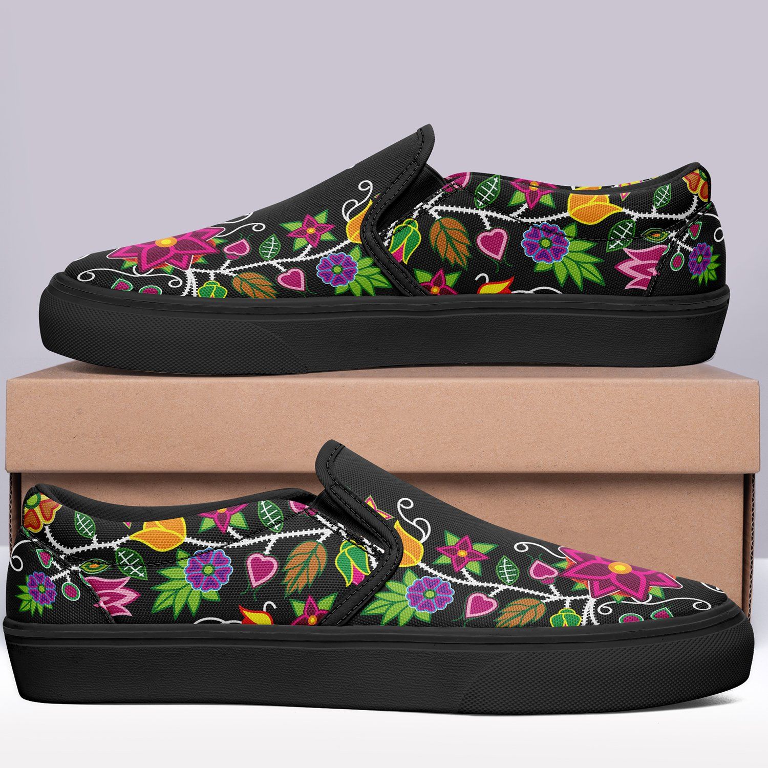 Floral Beadwork Otoyimm Canvas Slip On Shoes 49 Dzine