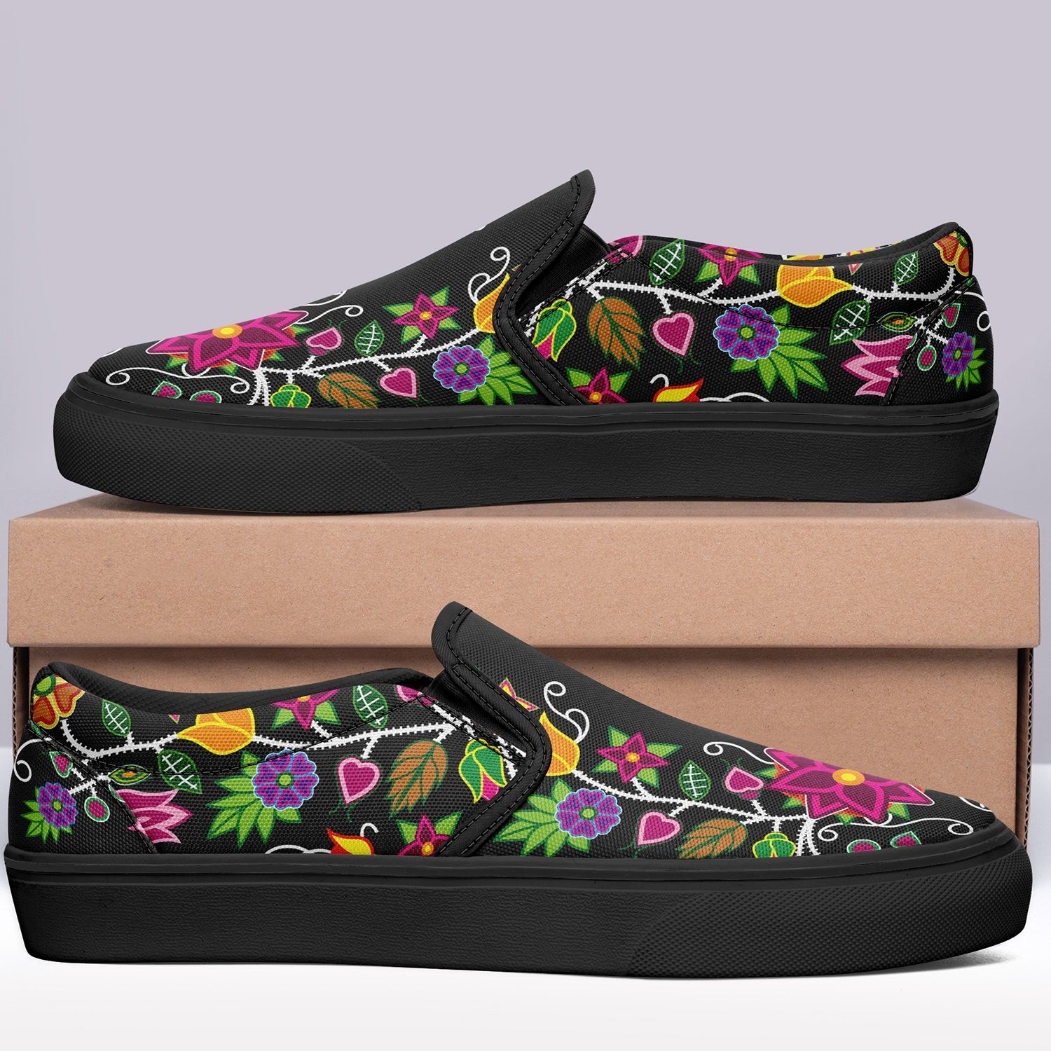 Floral Beadwork Otoyimm Kid's Canvas Slip On Shoes 49 Dzine