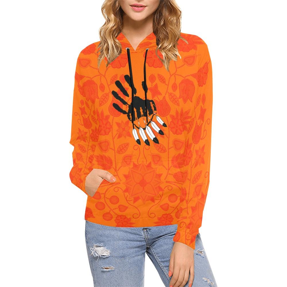 Floral Beadwork Real Orange A feather for each All Over Print Hoodie for Women (USA Size) (Model H13) All Over Print Hoodie for Women (H13) e-joyer