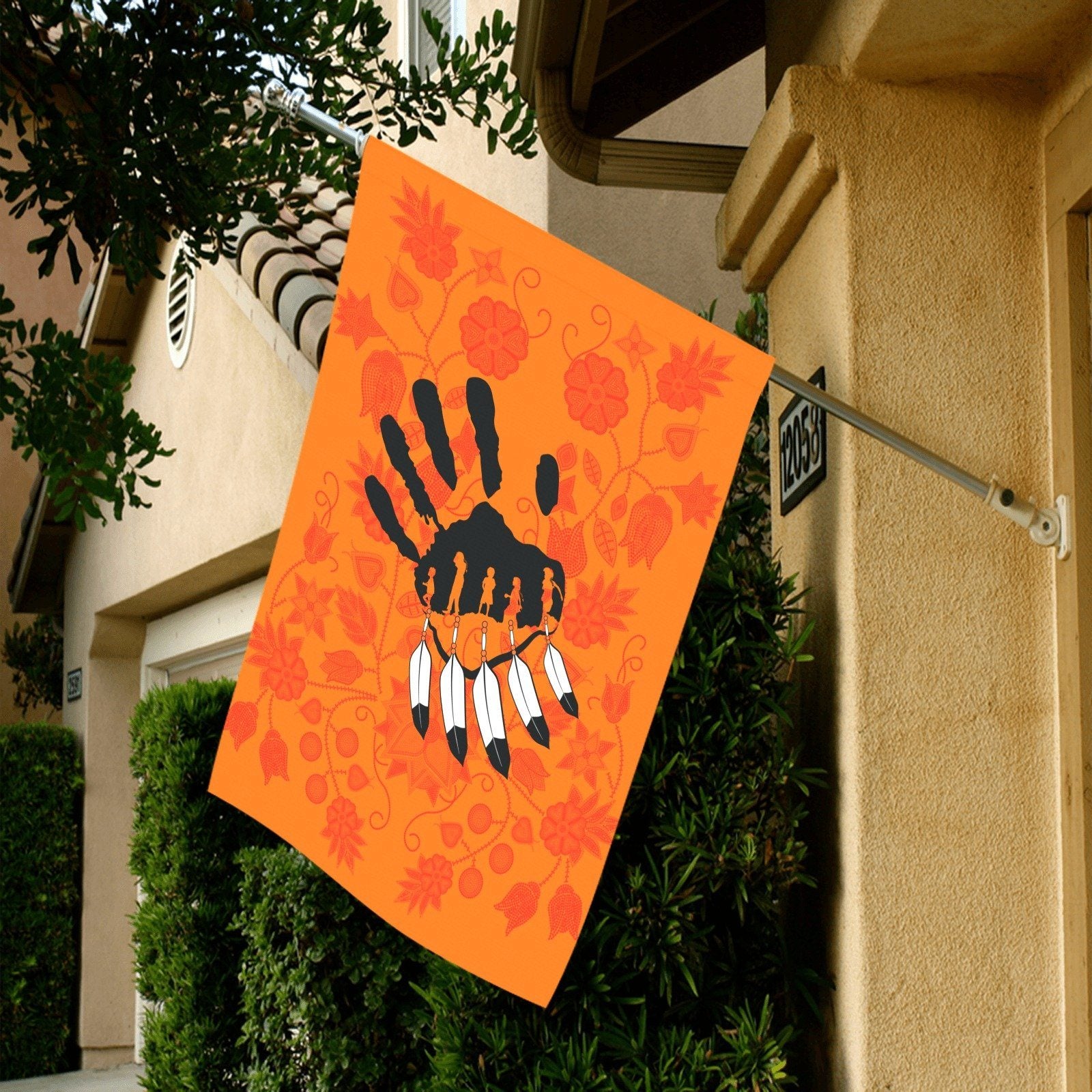 Floral Beadwork Real Orange - A feather for Each Garden Flag 28''x40'' (Two Sides Printing) Garden Flag 28‘’x40‘’ (Two Sides) e-joyer 