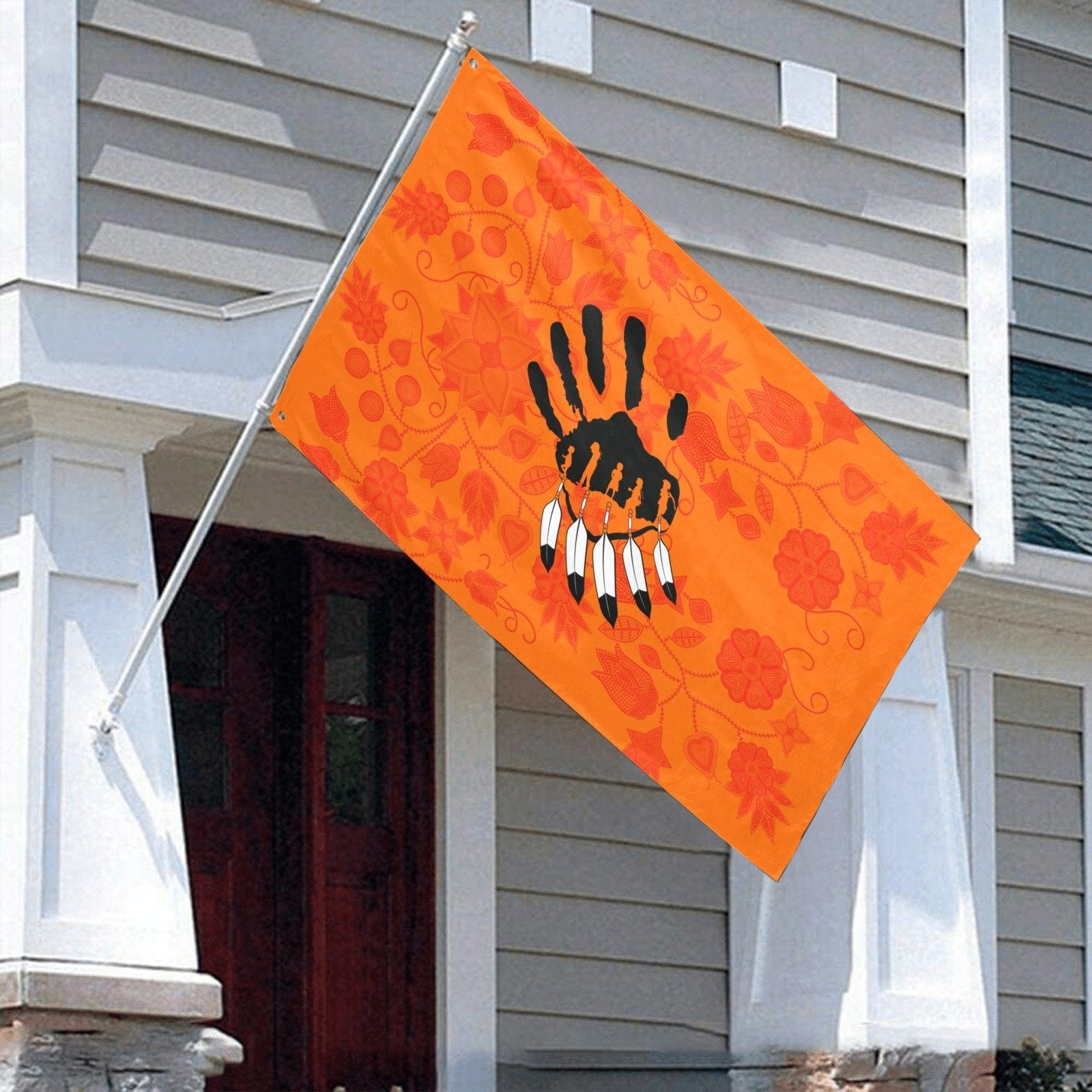 Floral Beadwork Real Orange A feather for each Garden Flag 70"x47" Garden Flag 70"x47" e-joyer 