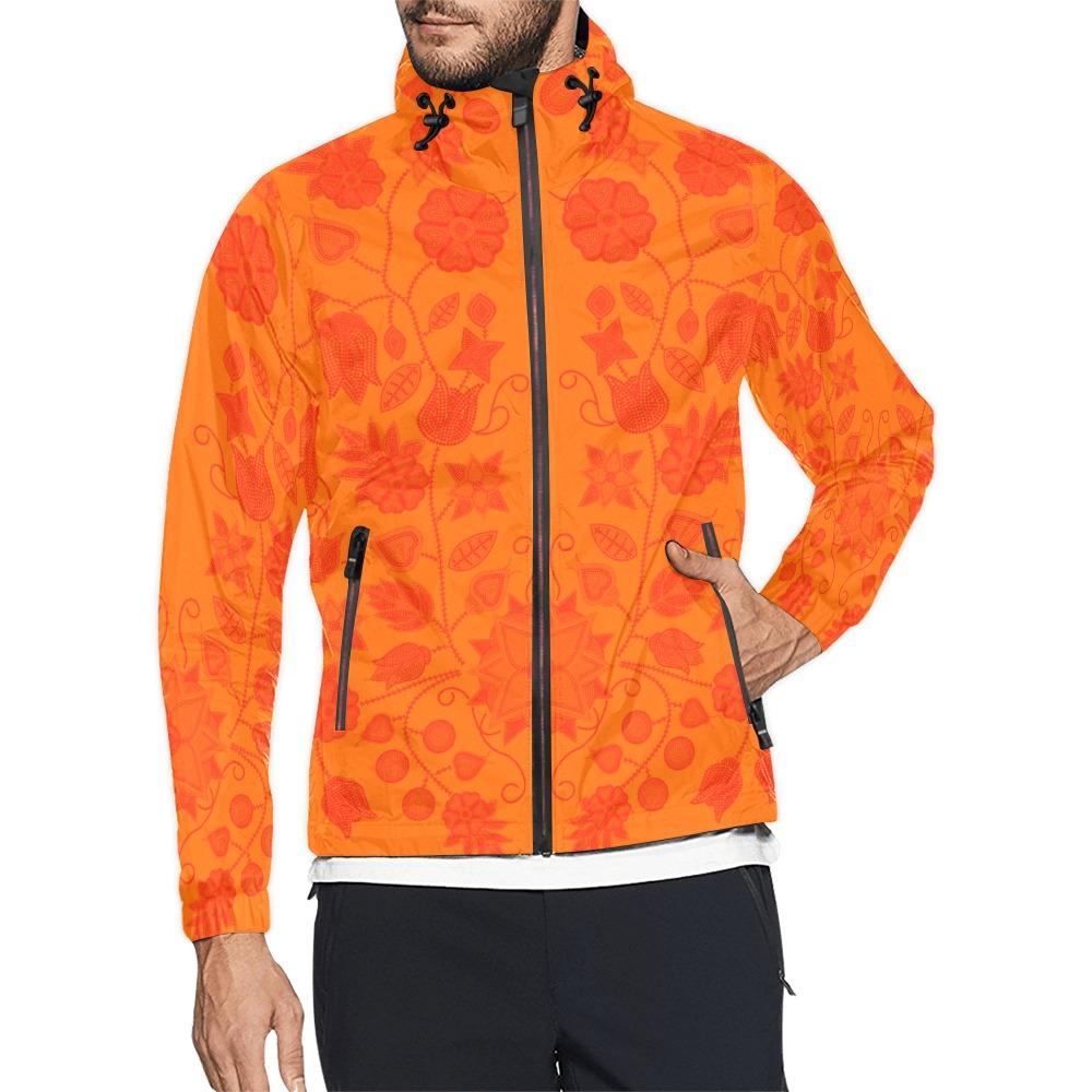 Floral Beadwork Real Orange A feather for each Unisex All Over Print Windbreaker (Model H23) All Over Print Windbreaker for Men (H23) e-joyer