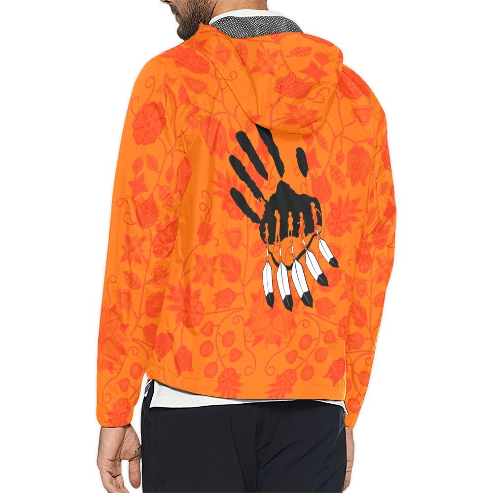 Floral Beadwork Real Orange A feather for each Unisex All Over Print Windbreaker (Model H23) All Over Print Windbreaker for Men (H23) e-joyer
