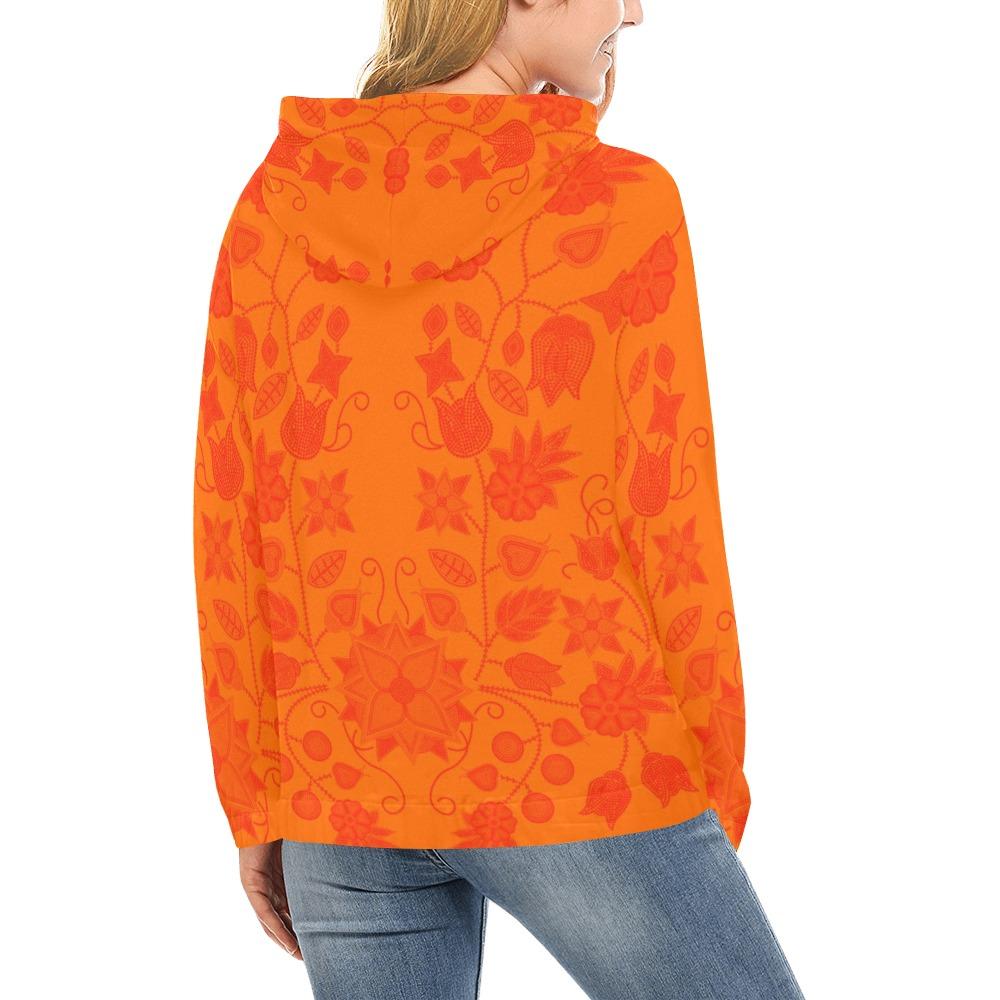 Floral Beadwork Real Orange All Over Print Hoodie for Women (USA Size) (Model H13) All Over Print Hoodie for Women (H13) e-joyer