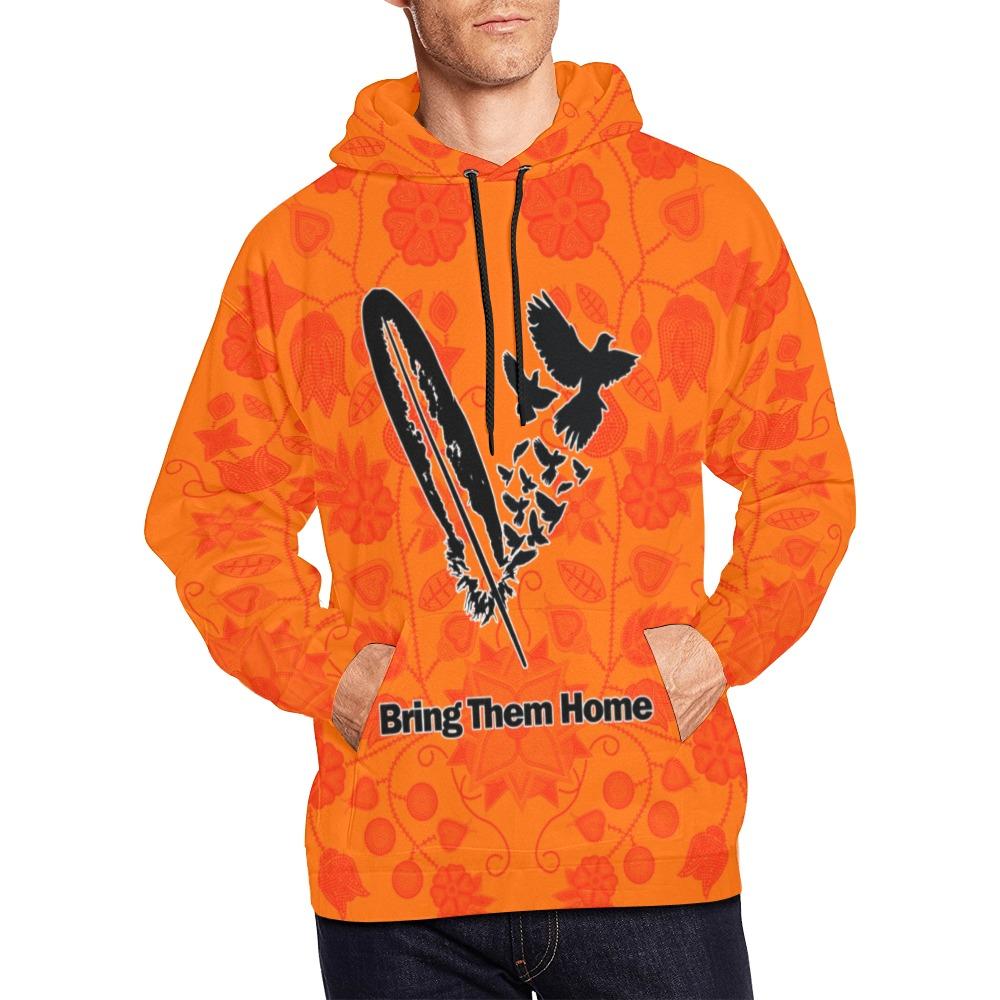 Floral Beadwork Real Orange Bring Them Home All Over Print Hoodie for Men (USA Size) (Model H13) All Over Print Hoodie for Men (H13) e-joyer