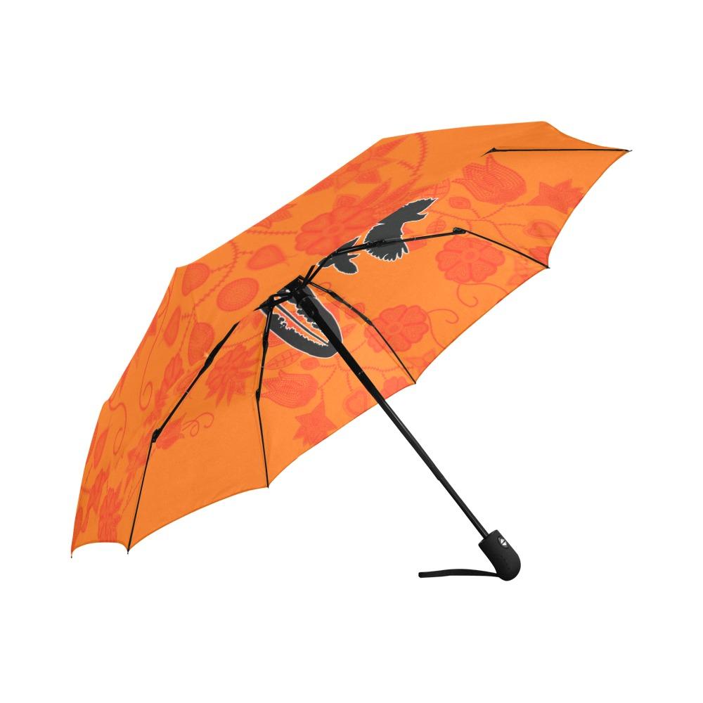 Floral Beadwork Real Orange Bring Them Home Auto-Foldable Umbrella (Model U04) Auto-Foldable Umbrella e-joyer 