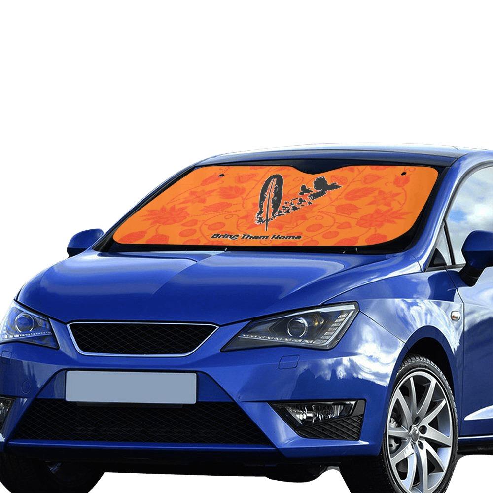 Floral Beadwork Real Orange Bring Them Home Car Sun Shade 55"x30" Car Sun Shade e-joyer