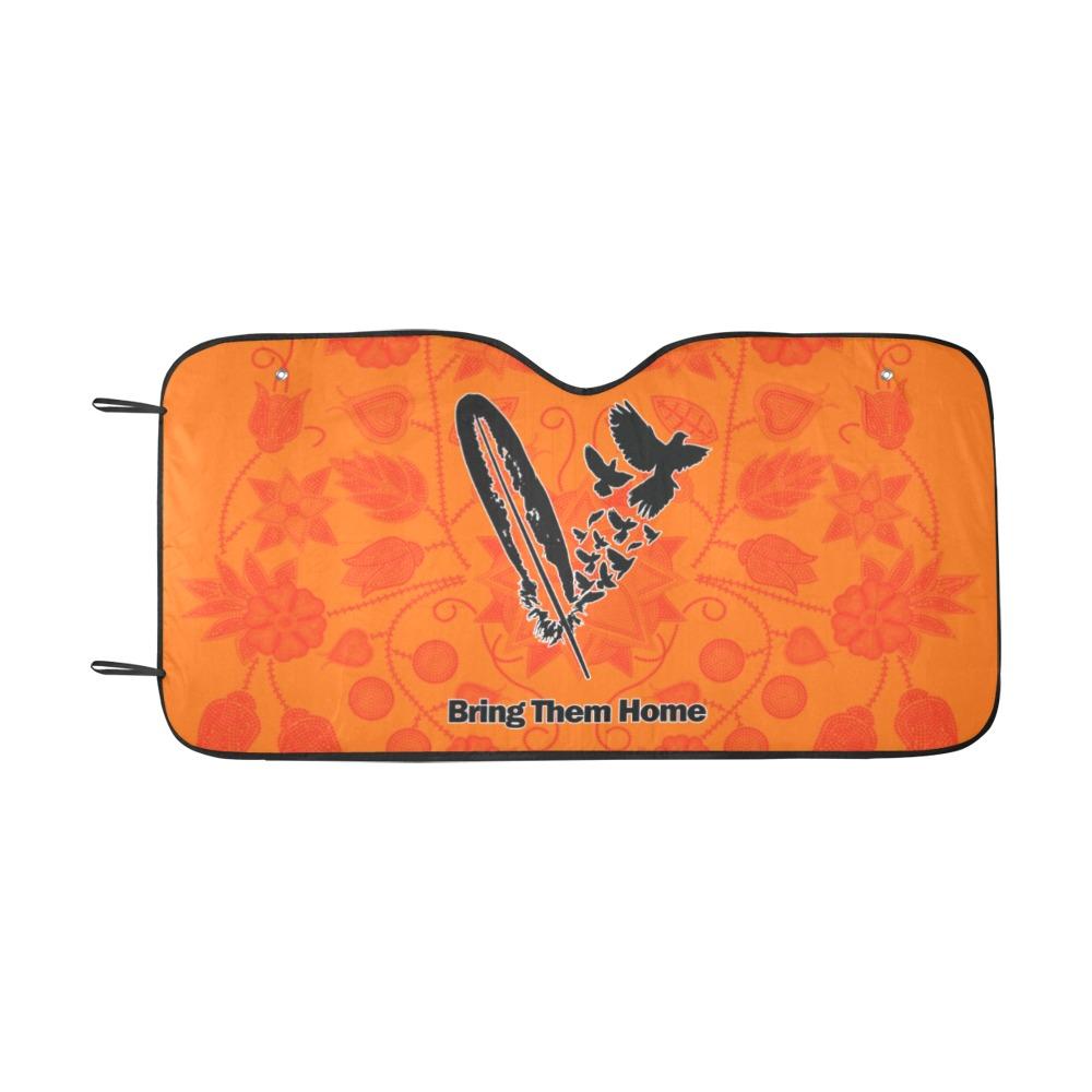 Floral Beadwork Real Orange Bring Them Home Car Sun Shade 55"x30" Car Sun Shade e-joyer
