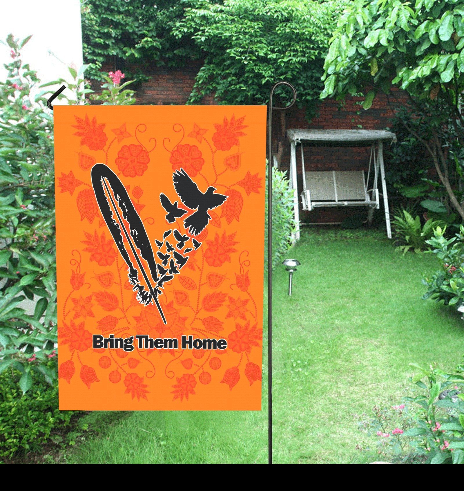 Floral Beadwork Real Orange - Bring Them Home Garden Flag 28''x40'' (Two Sides Printing) Garden Flag 28‘’x40‘’ (Two Sides) e-joyer