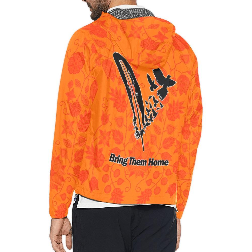 Floral Beadwork Real Orange Bring Them Home Unisex All Over Print Windbreaker (Model H23) All Over Print Windbreaker for Men (H23) e-joyer