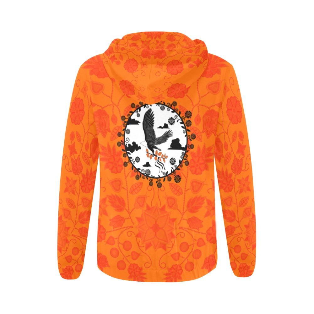 Floral Beadwork Real Orange Carrying Their Prayers All Over Print Full Zip Hoodie for Women (Model H14) All Over Print Full Zip Hoodie for Women (H14) e-joyer