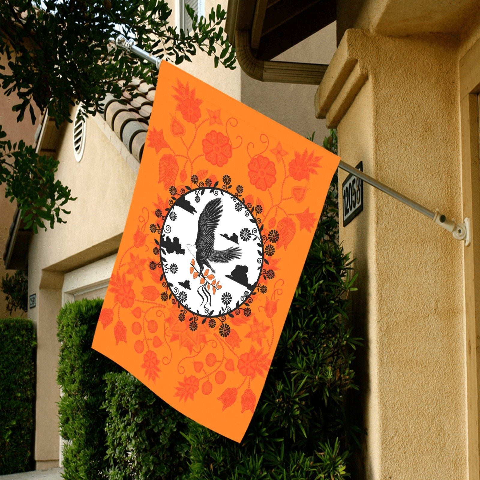 Floral Beadwork Real Orange - Carrying Their Prayers Garden Flag 28''x40'' (Two Sides Printing) Garden Flag 28‘’x40‘’ (Two Sides) e-joyer