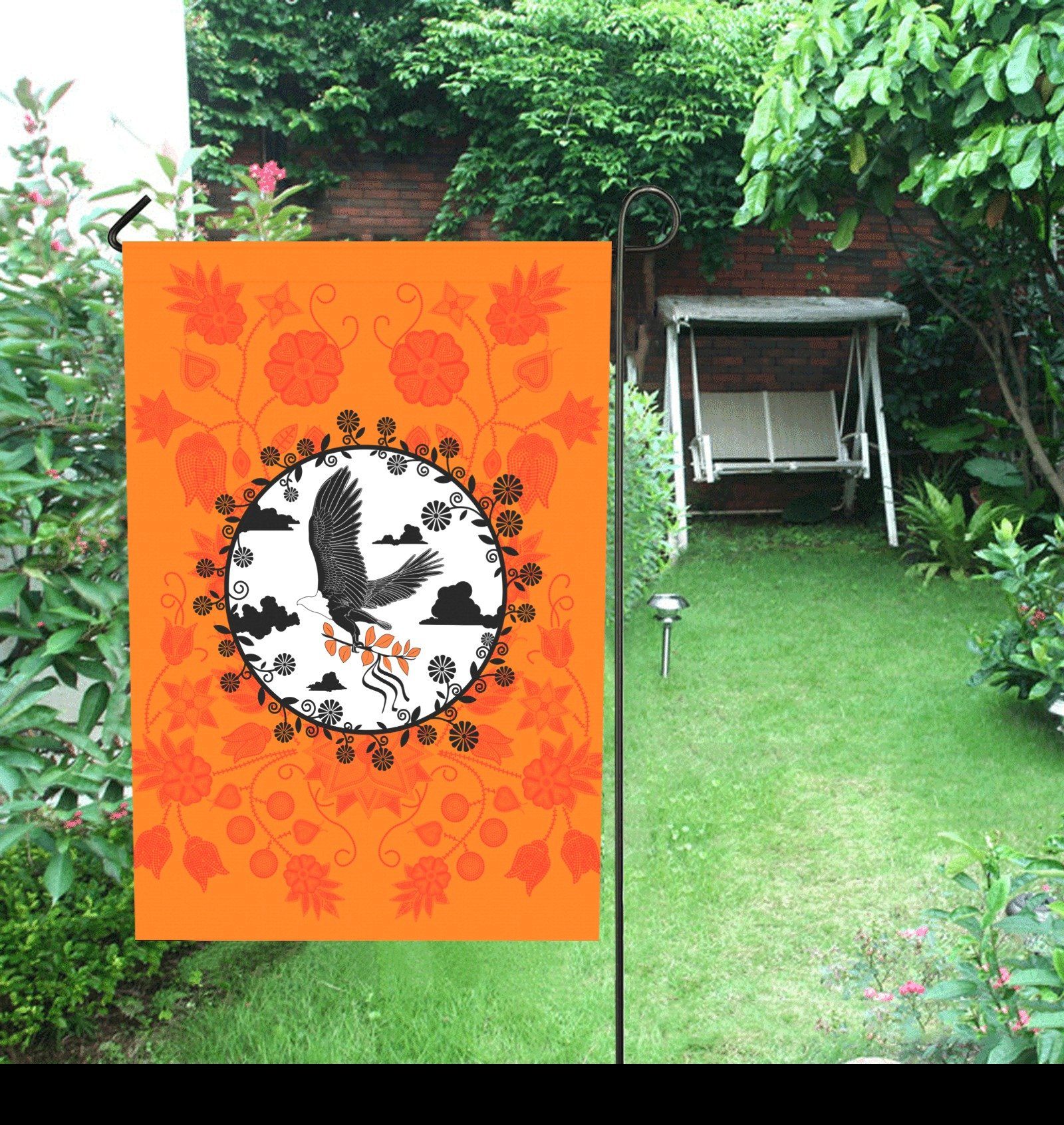 Floral Beadwork Real Orange - Carrying Their Prayers Garden Flag 28''x40'' (Two Sides Printing) Garden Flag 28‘’x40‘’ (Two Sides) e-joyer